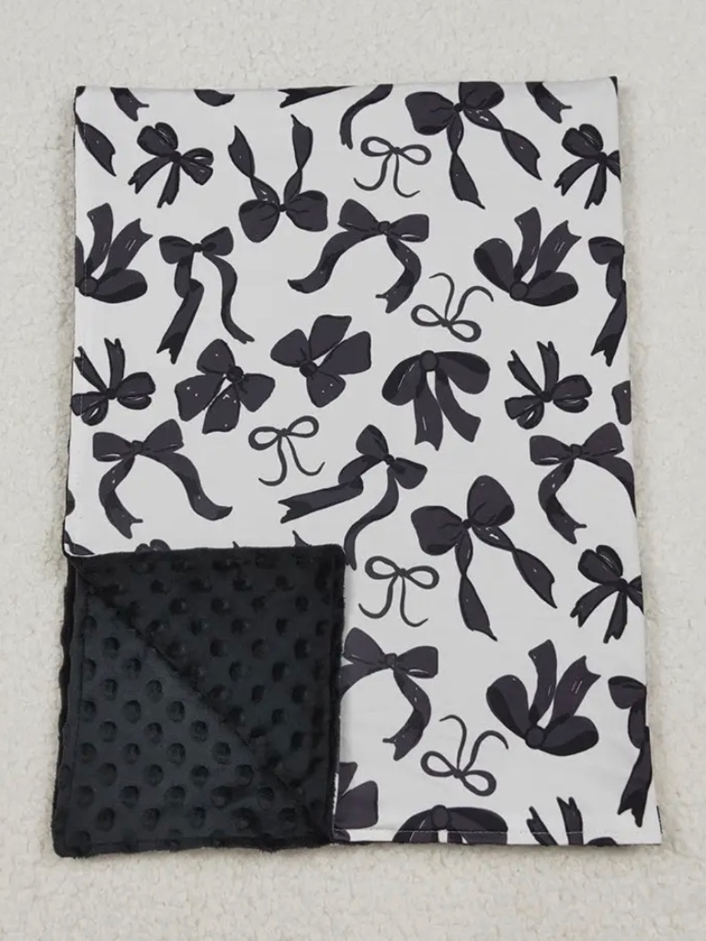 Black Bow Print Baby Blanket